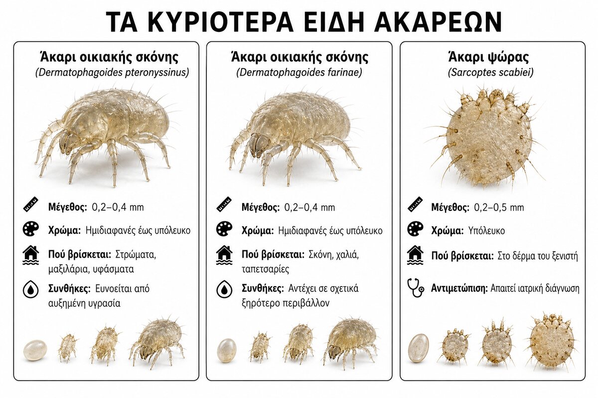 Άκαρι οικιακής σκόνης και άκαρι ψώρας