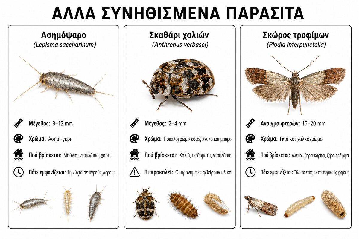 Ασημόψαρο, σκαθάρι χαλιών και σκόρος τροφίμων
